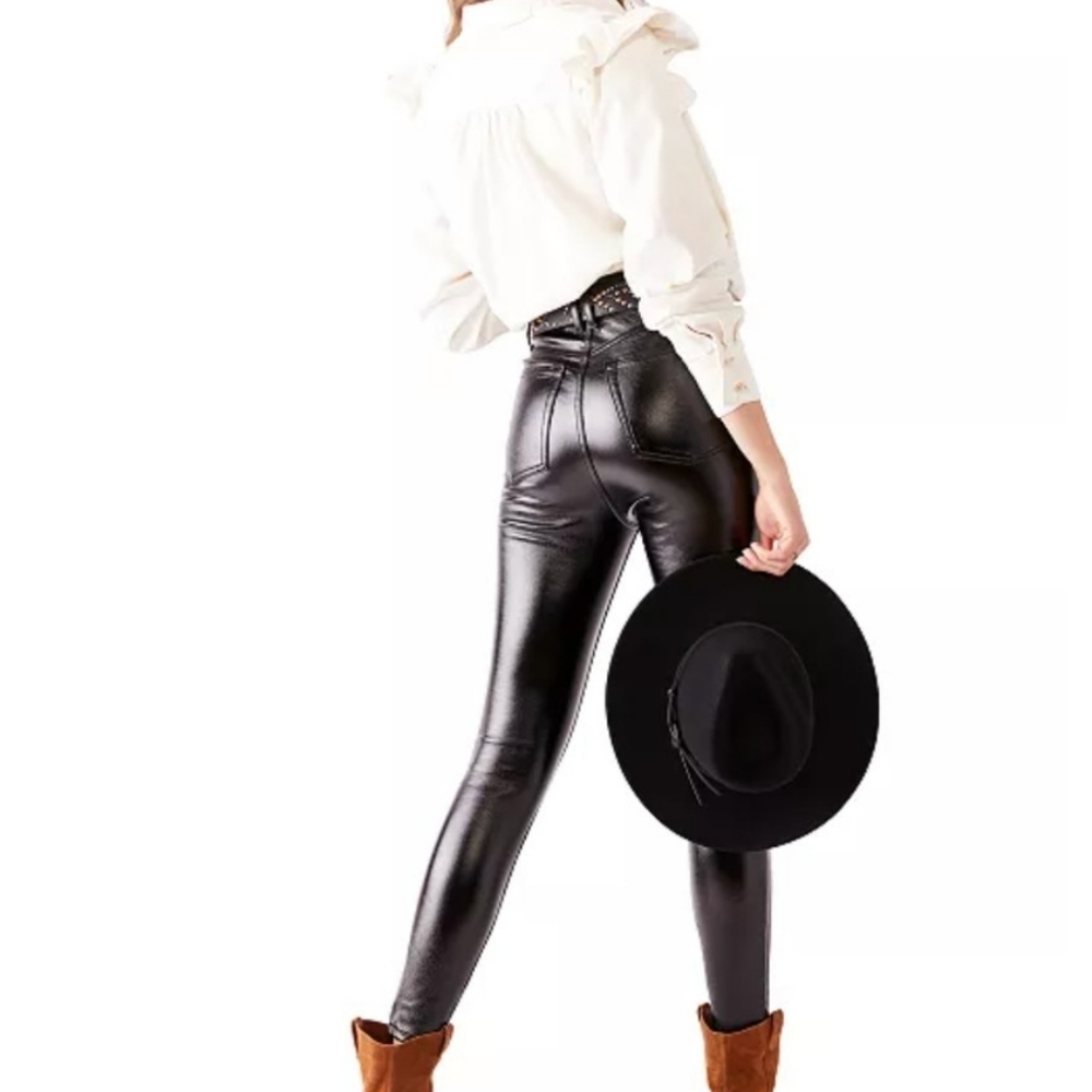 Free People Black "Leather" Skinny Jeans